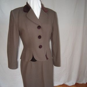 Kasper tailored suit & skirt brown highlights